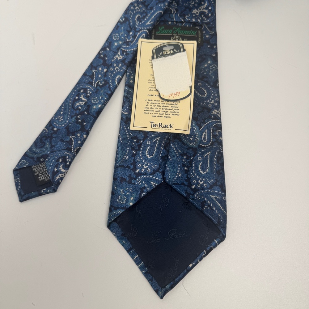 Luca Franzini Men's‎ Necktie Blue Paisley Made In Italy 100% Silk New